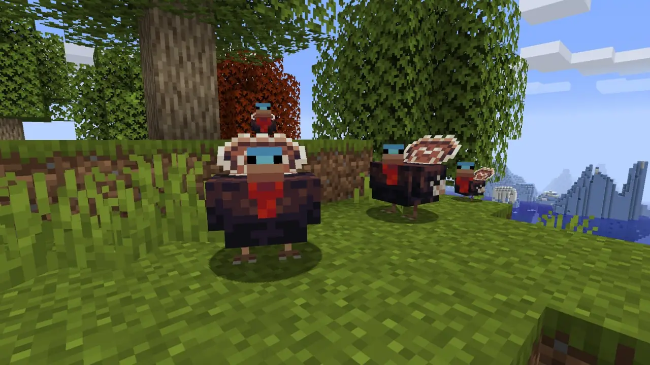 Turkeys in an autumn forest