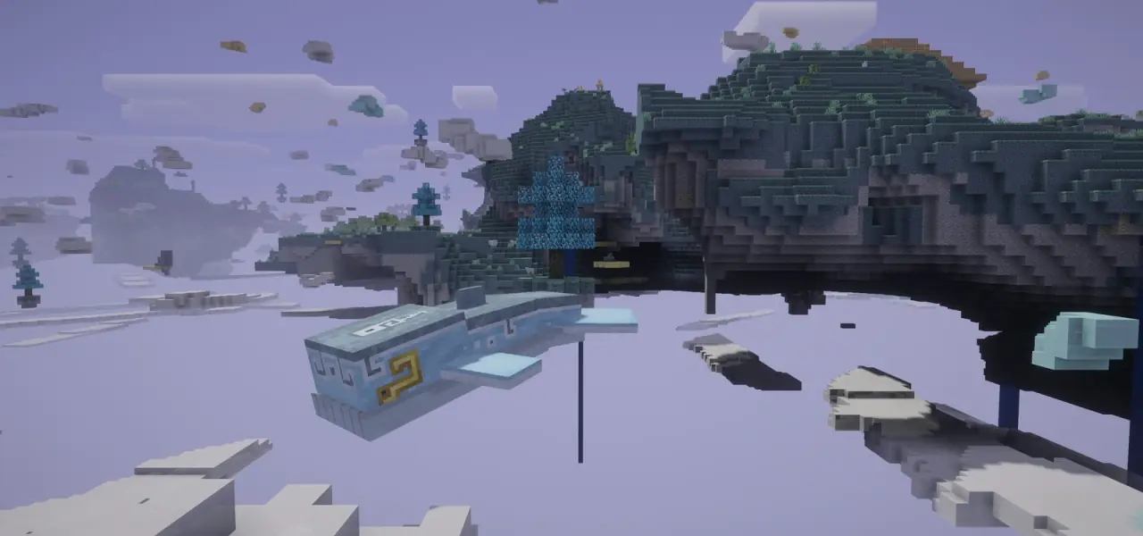 Floating islands above the clouds in the Aether