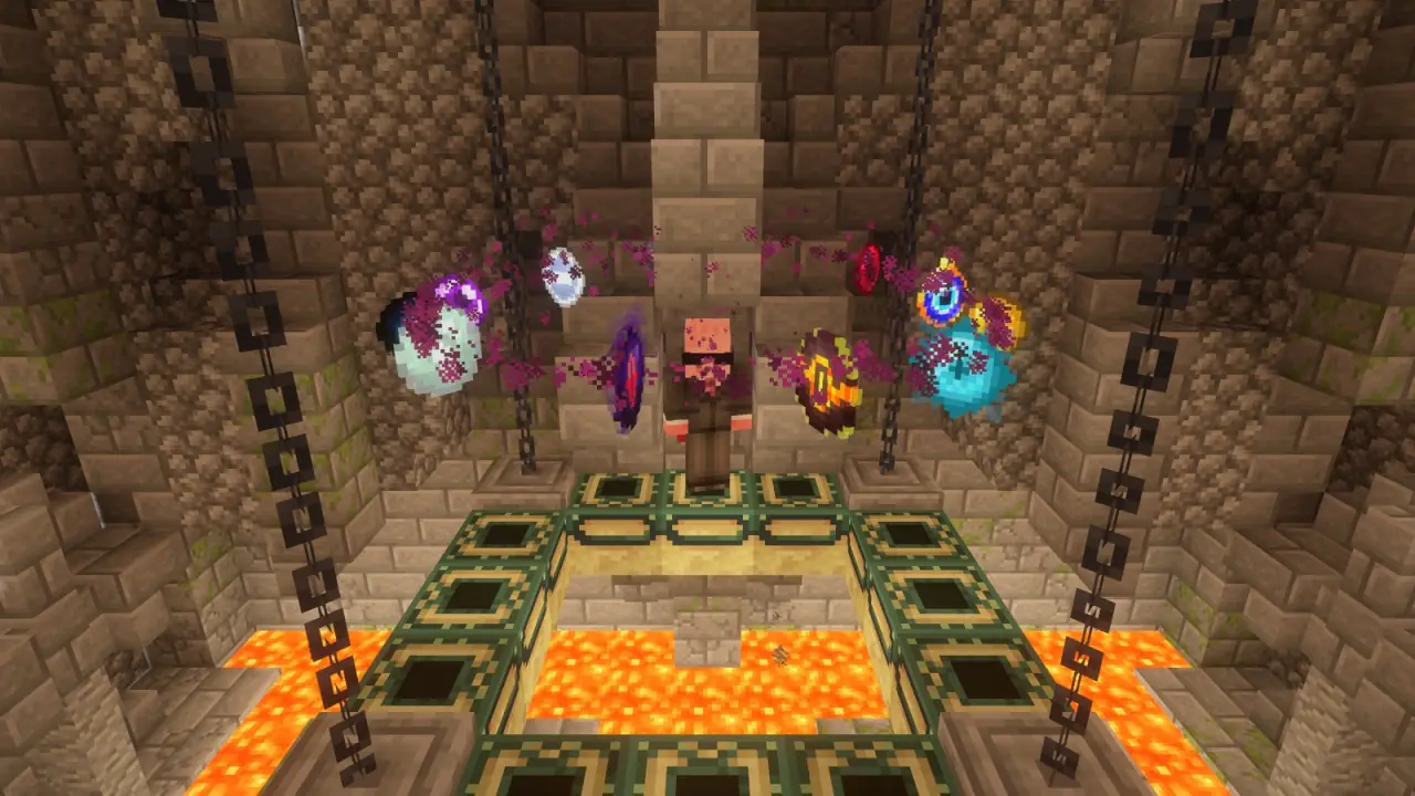 The twelve eyes floating over an End portal frame in a stronghold